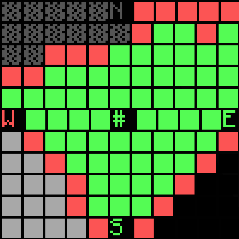 Node map lightly damaged: the outermost ring of chunks has turned red